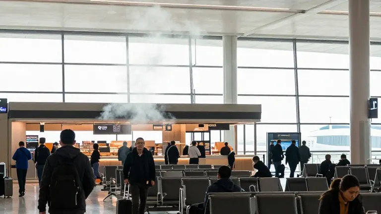 Illustration for: Houston Airport Fire Triggers Gate Shifts
